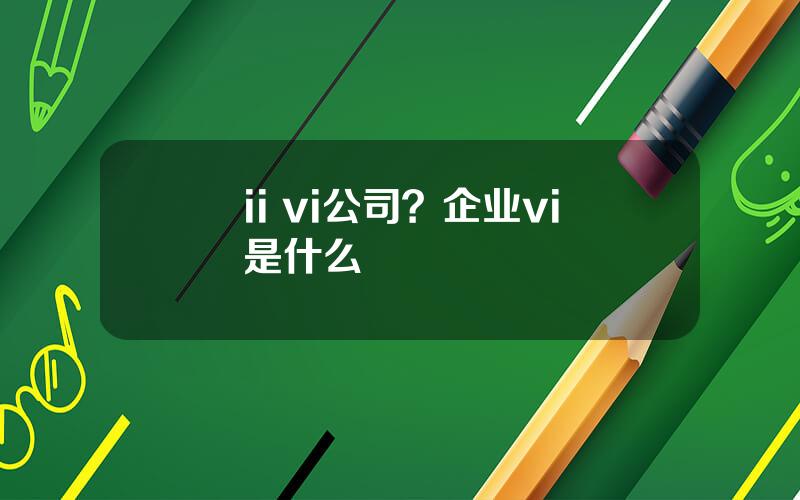 ii vi公司？企业vi是什么